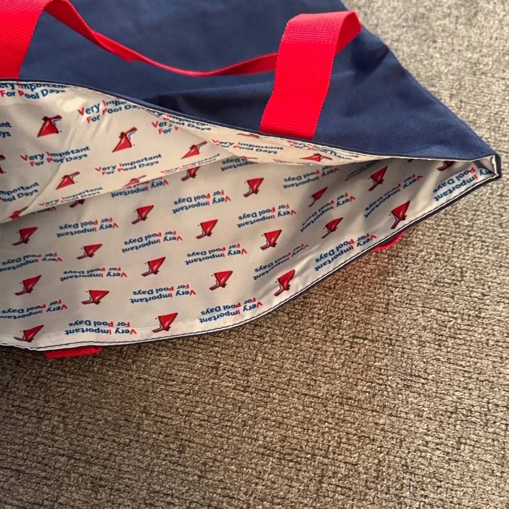 Carnival Navy Tote Bag with Red Handles